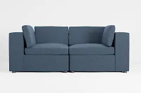 Destin Elite Dark Blue Fabric 2-piece Modular Sofa
