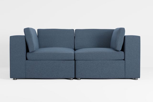 Destin Elite Dark Blue Fabric 2 Piece Modular Sofa