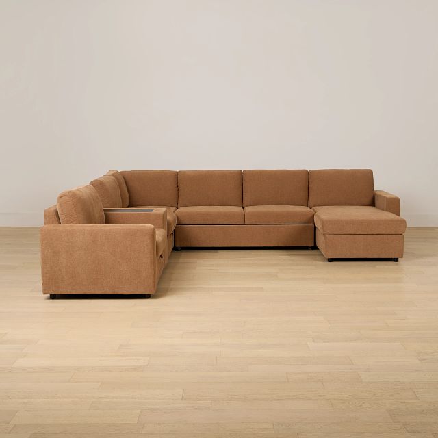 Addie Brown Fabric Medium Right Chaise Sleeper Sectional With Console