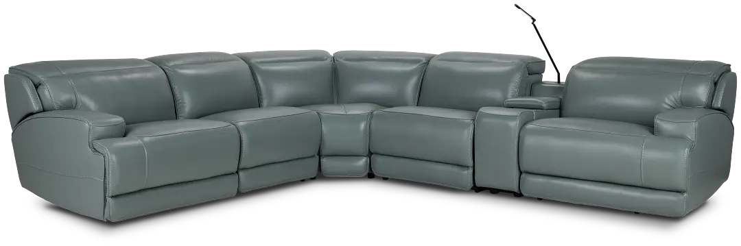 Reign Green Lthr/vinyl Medium Dual Power 2-arm Reclining Sectional Reign Green Lthr/vinyl Medium Dual Power 2-arm Reclining Sectional