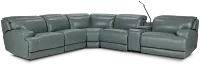 Reign Green Lthr/vinyl Medium Dual Power 2-arm Reclining Sectional
