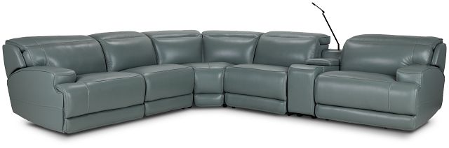 Reign Green Lthr/vinyl Medium Dual Power 2-arm Reclining Sectional