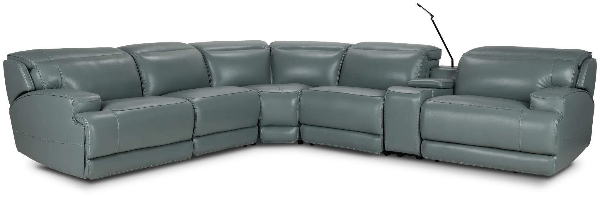 Reign Green Lthr/vinyl Medium Dual Power 2-arm Reclining Sectional