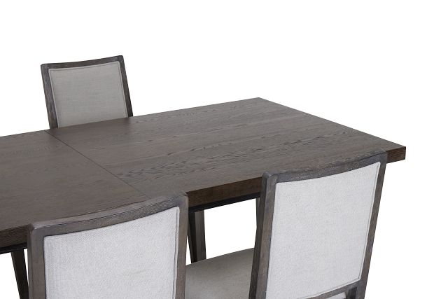 Tribeca Dark Tone Trestle Table & 4 Wood Chairs (5)