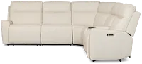 Flexsteel Sterling Ivory Lthr/vinyl Medium Dual Power 2-arm Reclining Sectional