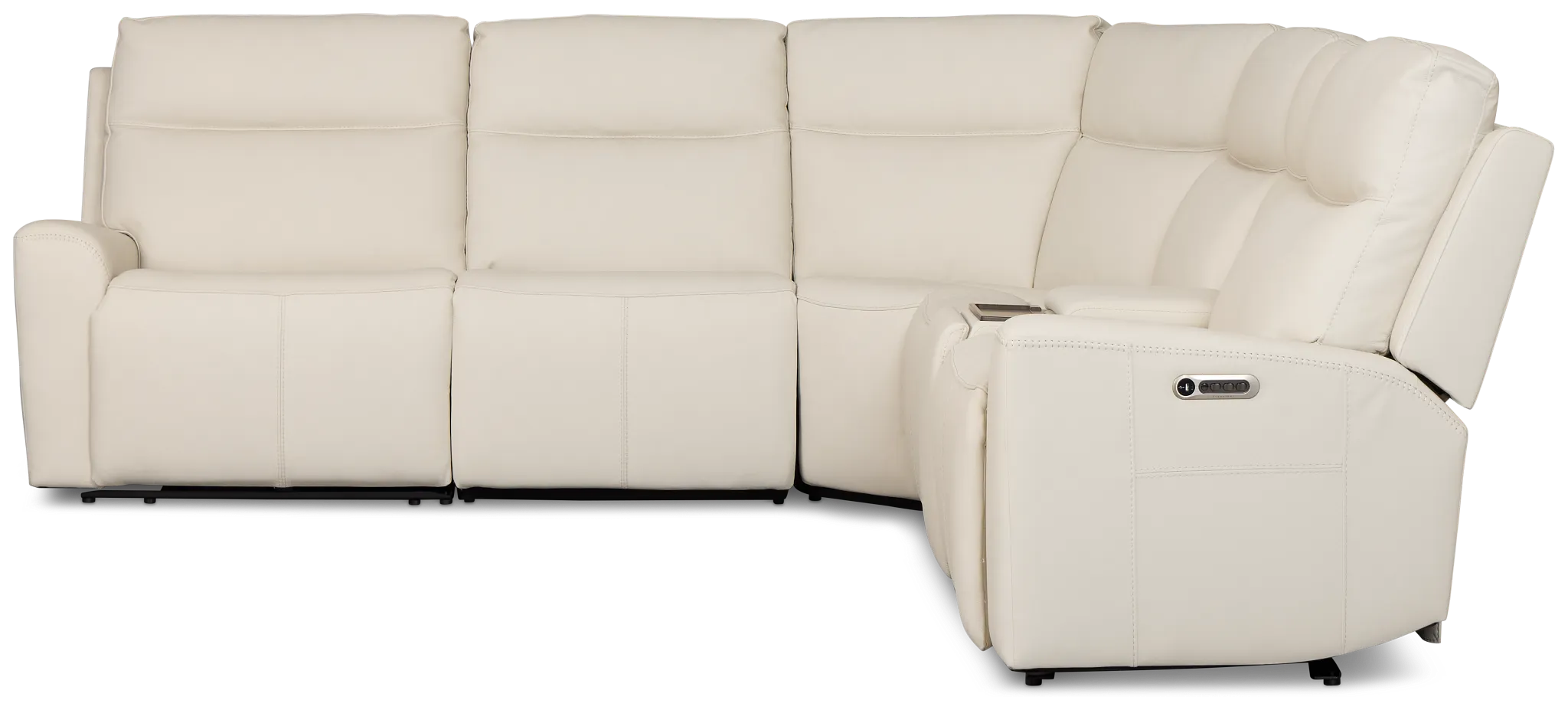Flexsteel Sterling Ivory Lthr/vinyl Medium Dual Power 2-arm Reclining Sectional