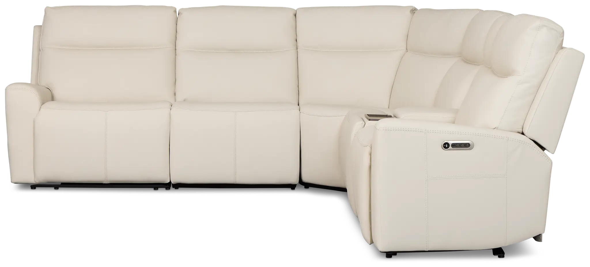 Flexsteel Sterling Ivory Lthr/vinyl Medium Dual Power 2-arm Reclining Sectional Flexsteel Sterling Ivory Lthr/vinyl Medium Dual Power 2-arm Reclining Sectional