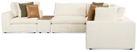 Cruz White Fabric 5-piece Modular Sectional With Console
