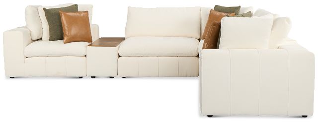 Cruz White Fabric 5-piece Modular Sectional With Console