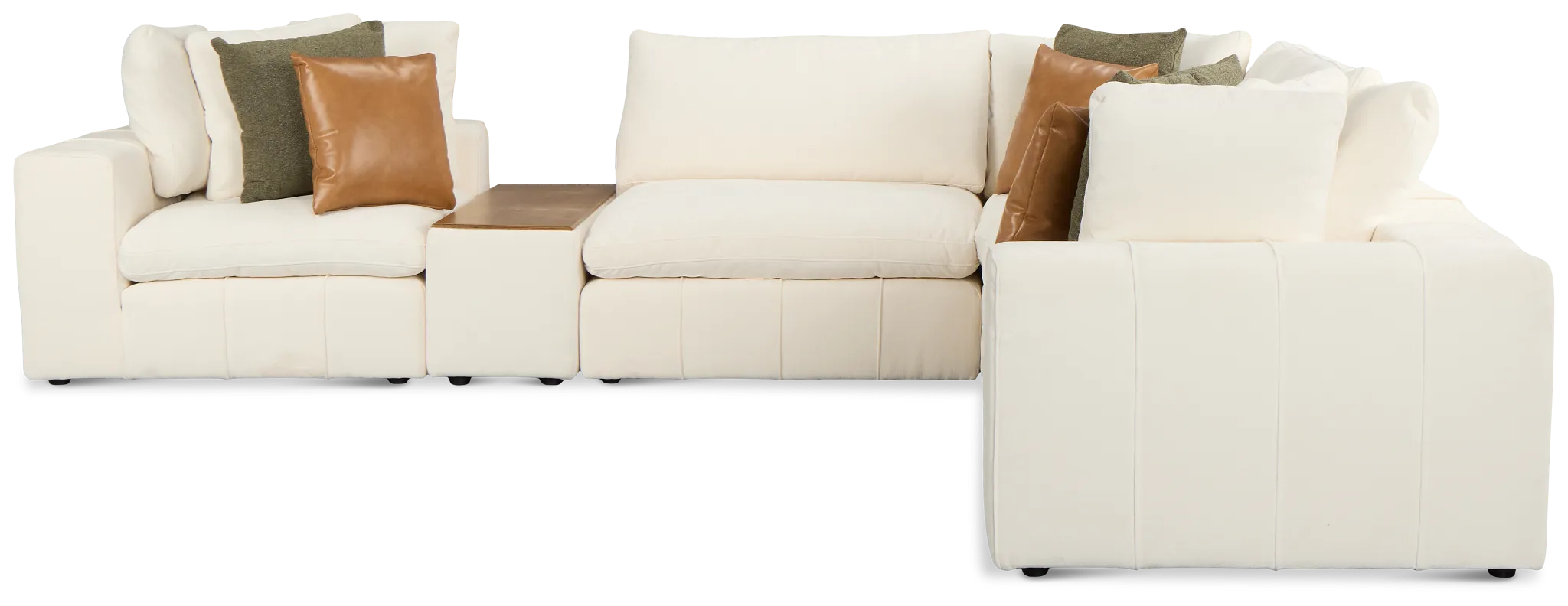 Cruz White Fabric 5-piece Modular Sectional With Console
