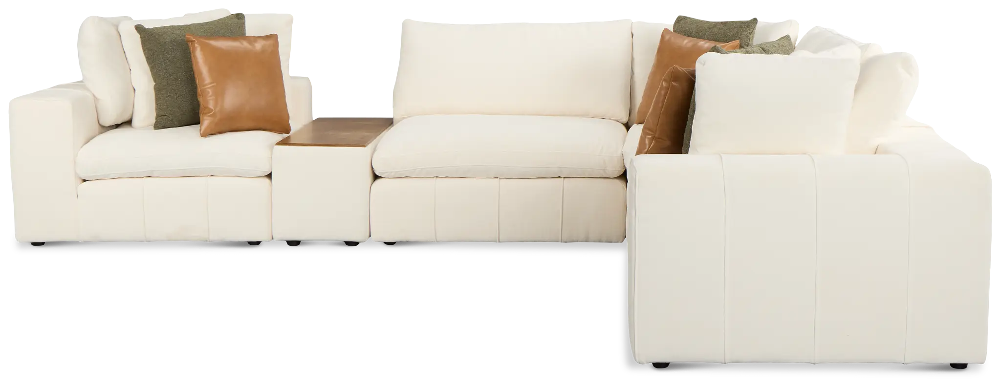 Cruz White Fabric 5-piece Modular Sectional With Console Cruz White Fabric 5-piece Modular Sectional With Console