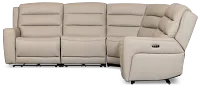 Wilder Taupe Leather Small Triple Power Reclining Two-arm Sectional