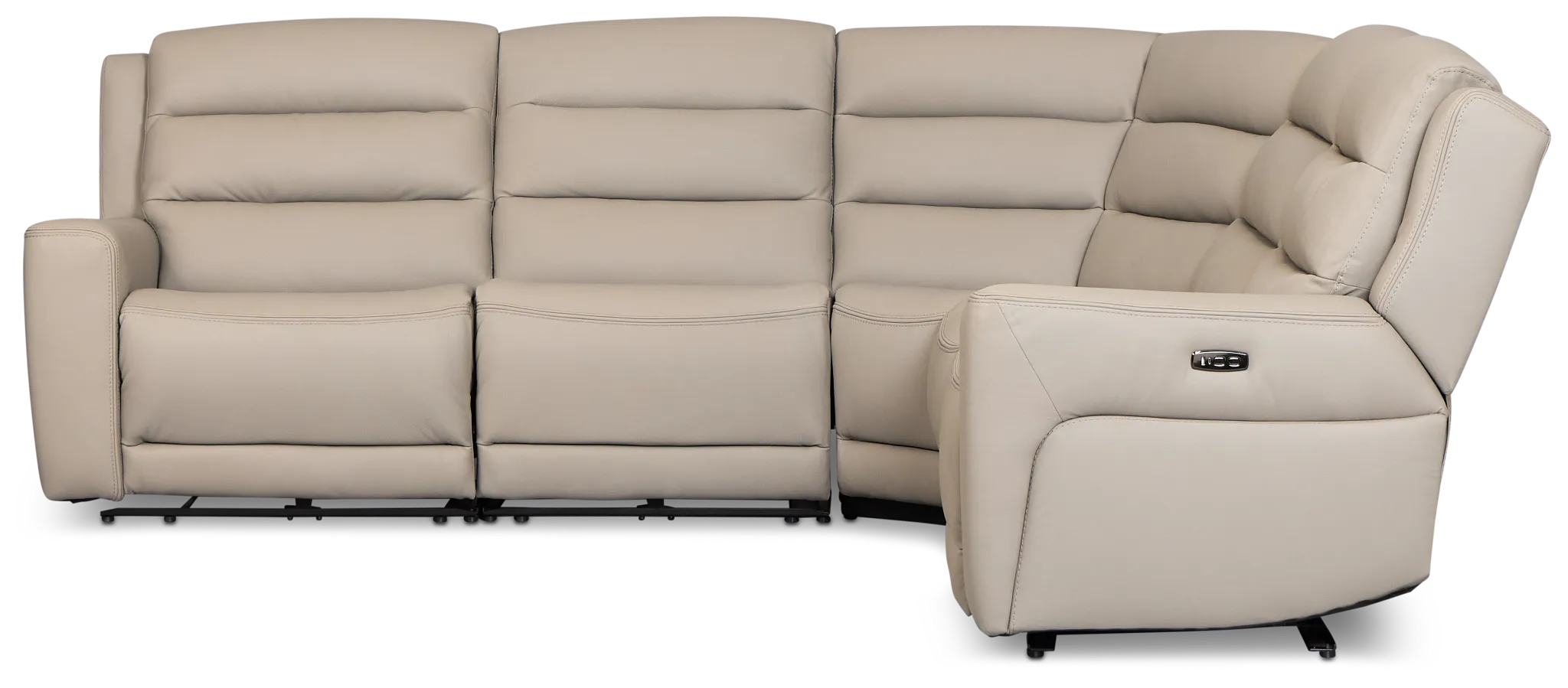 Wilder Taupe Leather Small Triple Power Reclining Two-arm Sectional