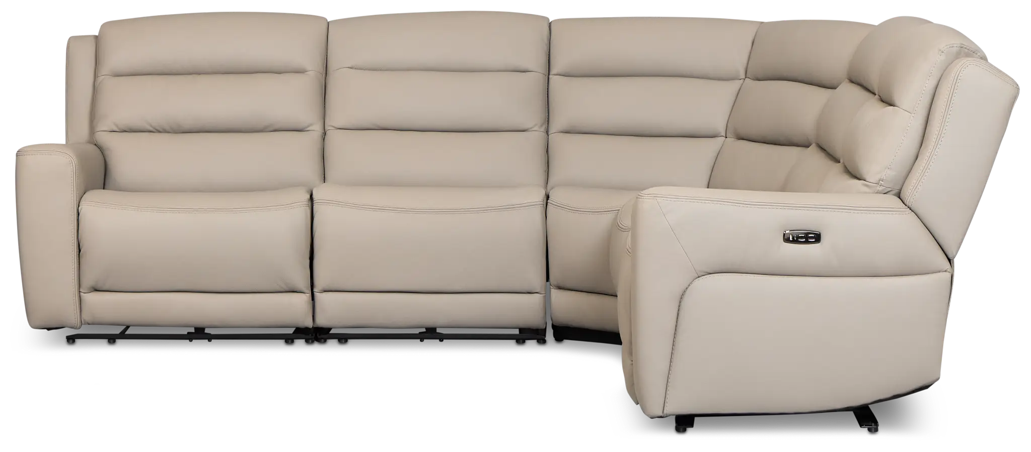 Wilder Taupe Leather Small Triple Power Reclining Two-arm Sectional Wilder Taupe Leather Small Triple Power Reclining Two-arm Sectional