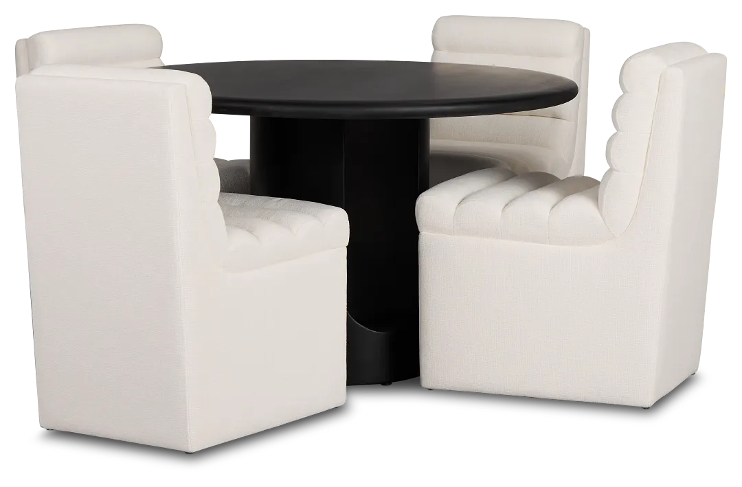 Soho Black Round Table & 4 Upholstered Chairs