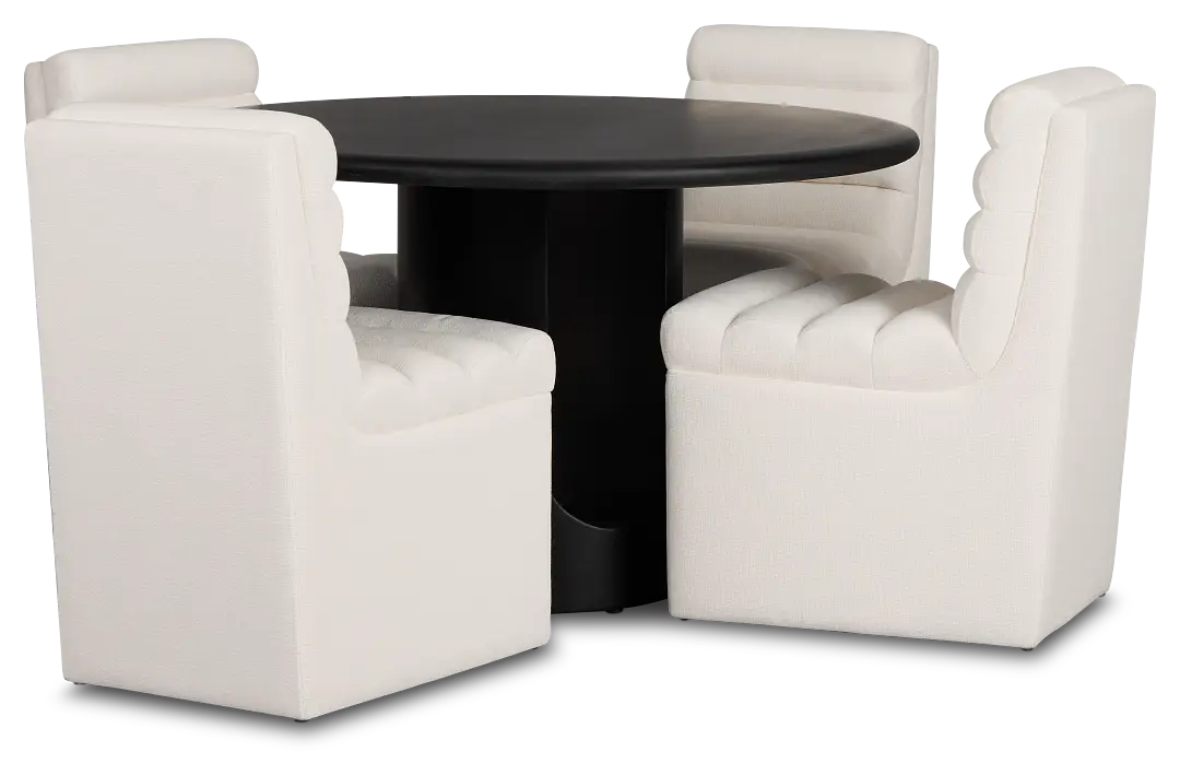 Soho Black Round Table & 4 Upholstered Chairs Soho Black Round Table & 4 Upholstered Chairs