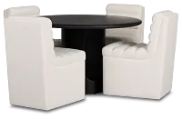 Soho Black Round Table & 4 Upholstered Chairs