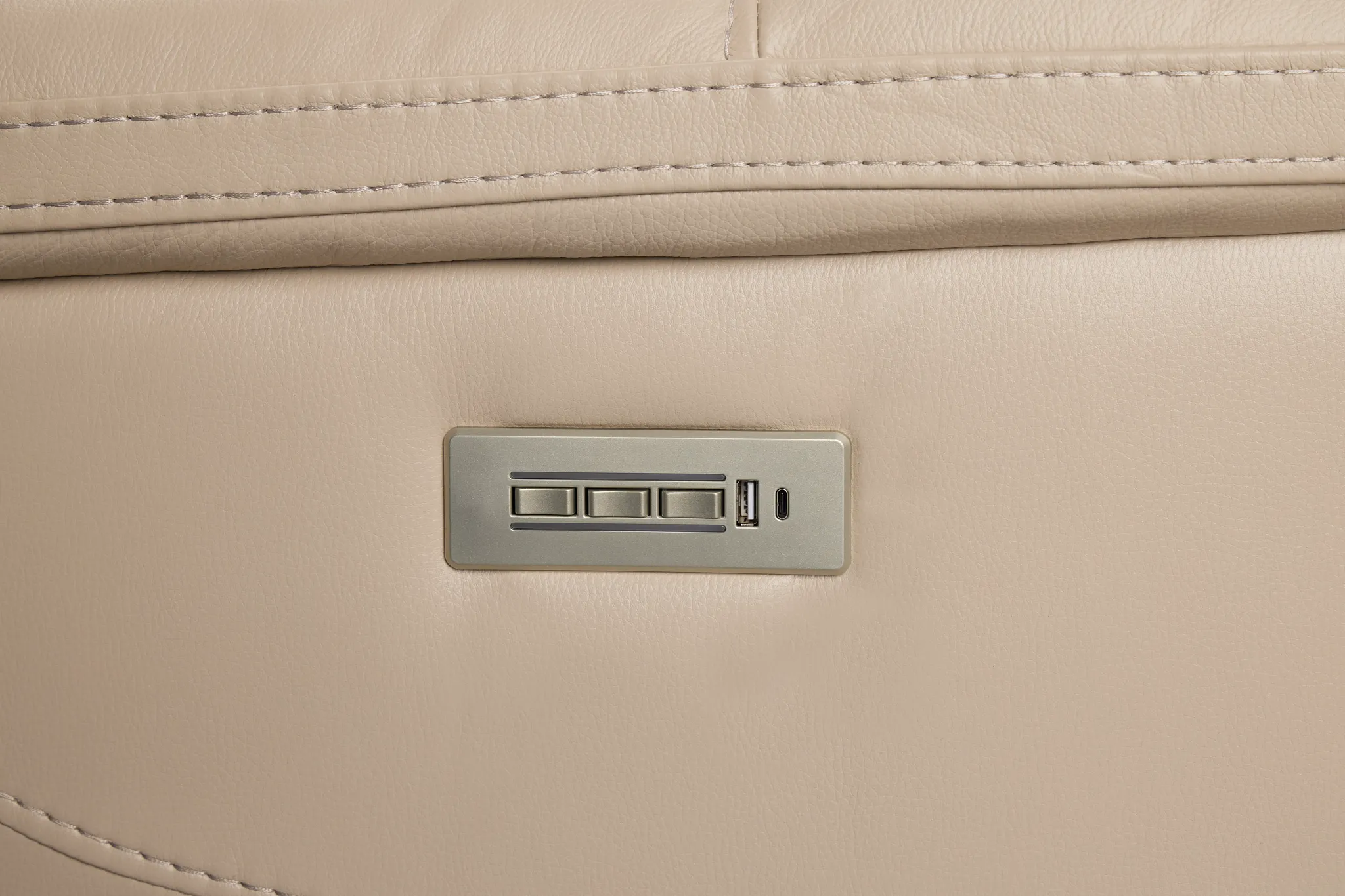 Fallon Beige Lthr/vinyl Power Reclining Console Loveseat W/ Massage