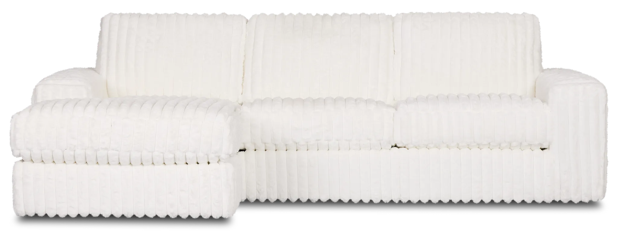 Teddy White Fabric Left Chaise Sectional