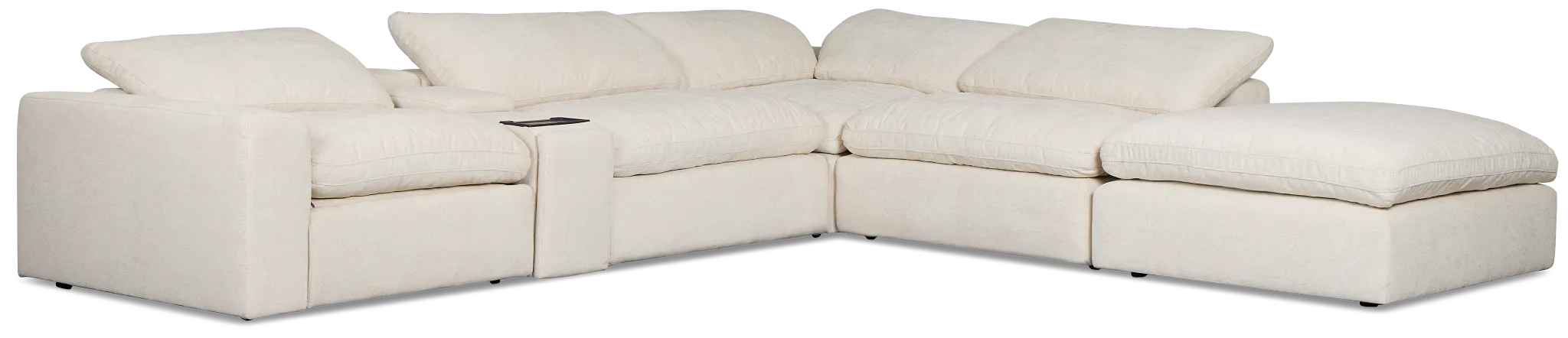 Drift Light Beige Fabric Large Right Bumper Power Reclining Sectional