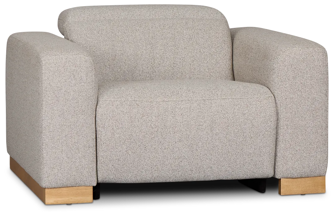 Leona Light Gray Fabric Power Recliner With Power Headrest