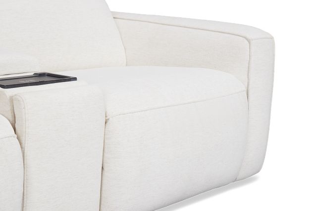 Ryland White Fabric Power Reclining Console Sofa
