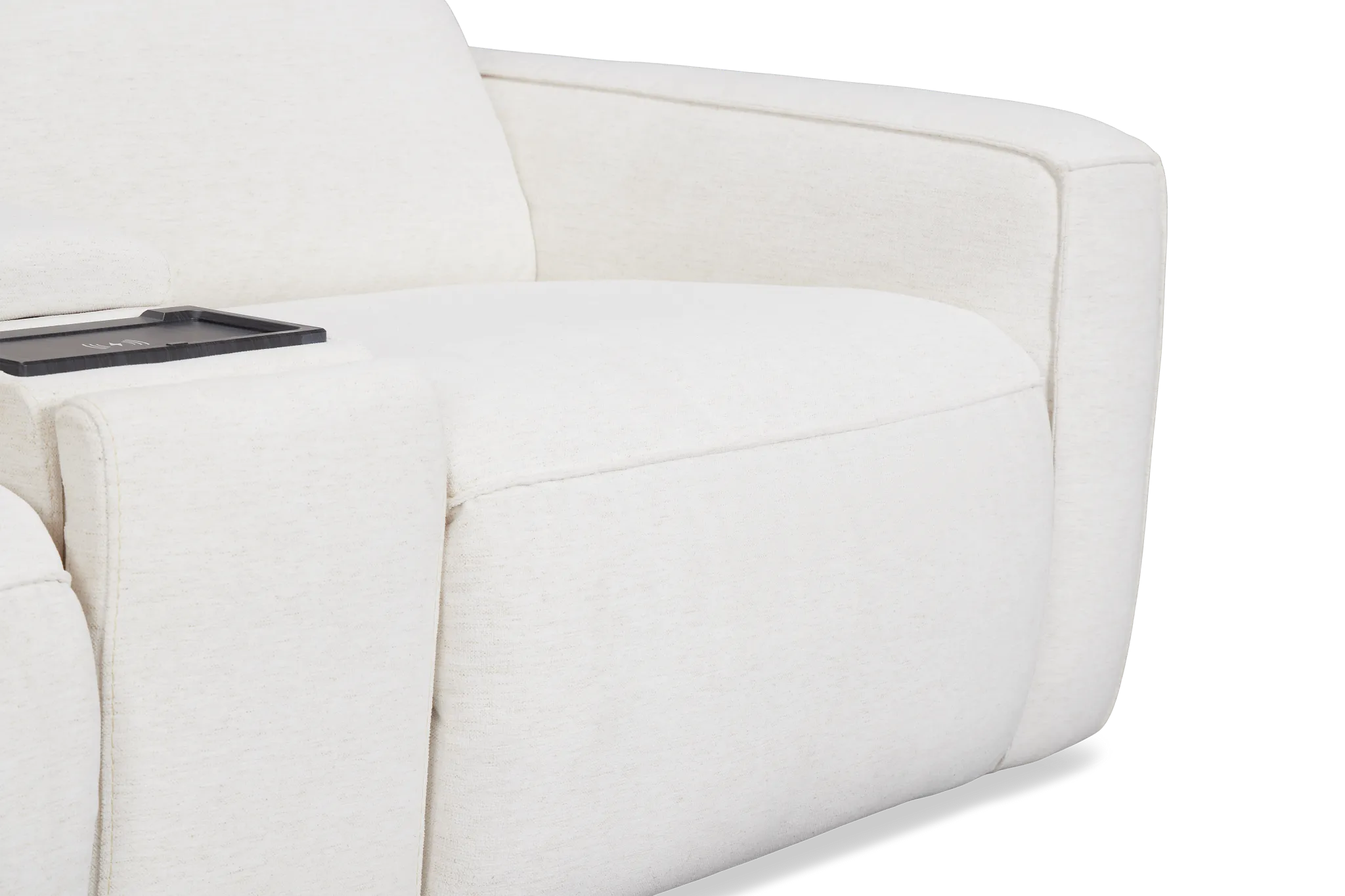 Ryland White Fabric Power Reclining Console Sofa