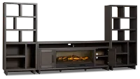 Richmond Gray 80" Open Pier Entertainment Wall With Fireplace