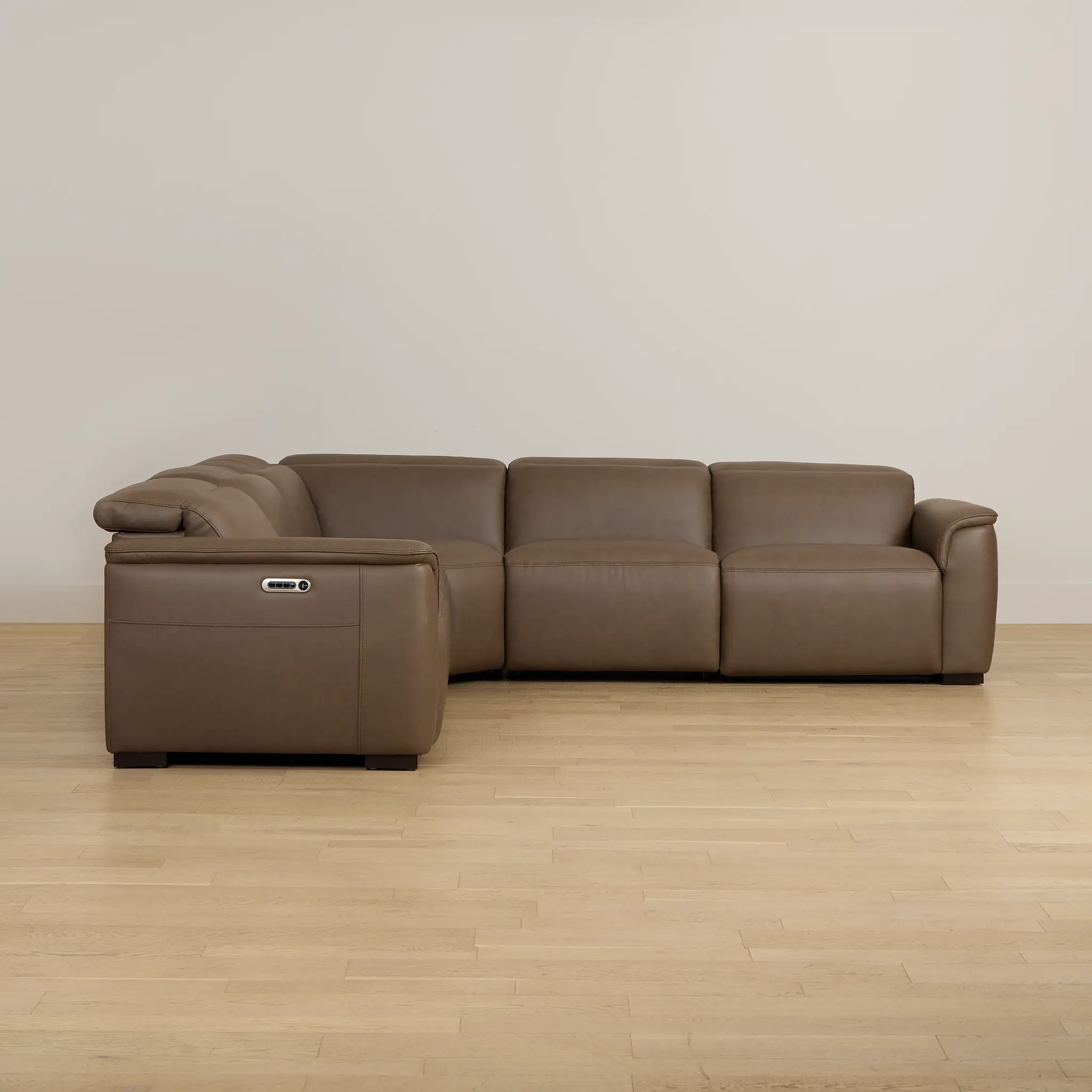 Flexsteel Brodie Dark Brown Lthr/vinyl Small Triple Power Reclining Two-arm Sectional Flexsteel Brodie Dark Brown Lthr/vinyl Small Triple Power Reclining Two-arm Sectional