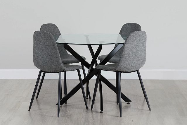 Havana Black Dk Gray Round Table & 4 Upholstered Chairs (0)