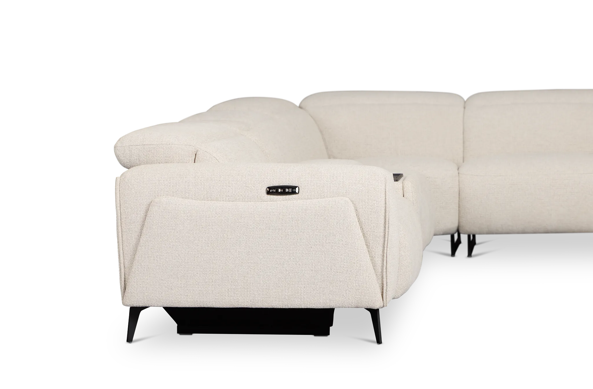 Reyna Light Beige Fabric Large Triple Power Reclining Two-arm Sectional