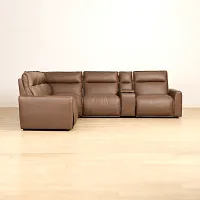 Edison Dark Brown Lthr/vinyl Medium Dual Power 2-arm Reclining Sectional