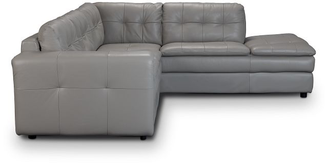 Rowan Gray Leather Small Right Bumper Sectional