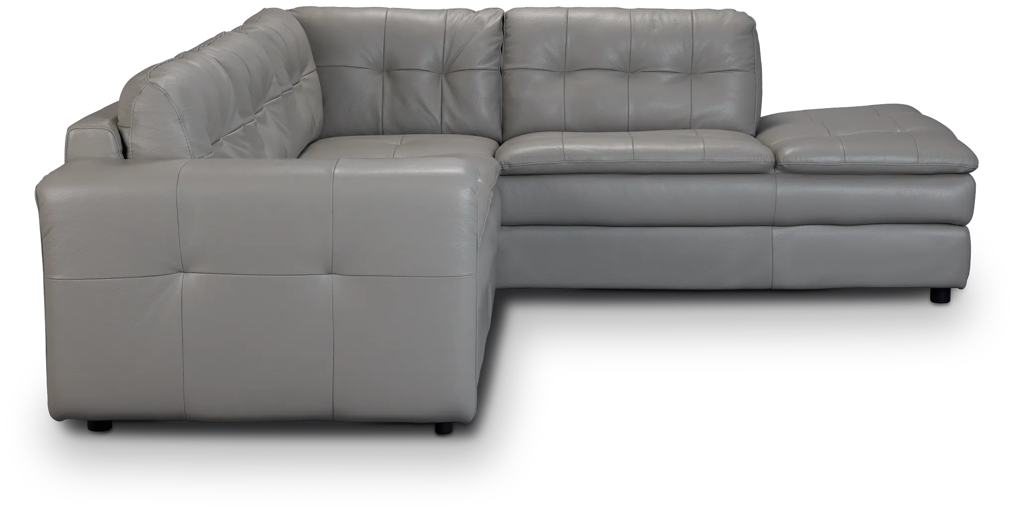 Rowan Gray Leather Small Right Bumper Sectional