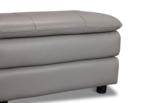 Rowan Gray Leather Ottoman