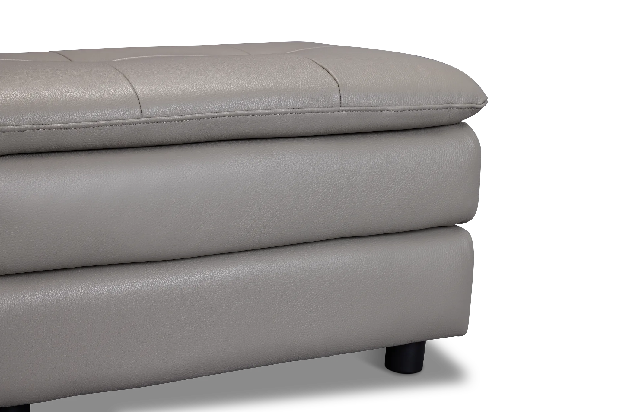 Rowan Gray Leather Ottoman