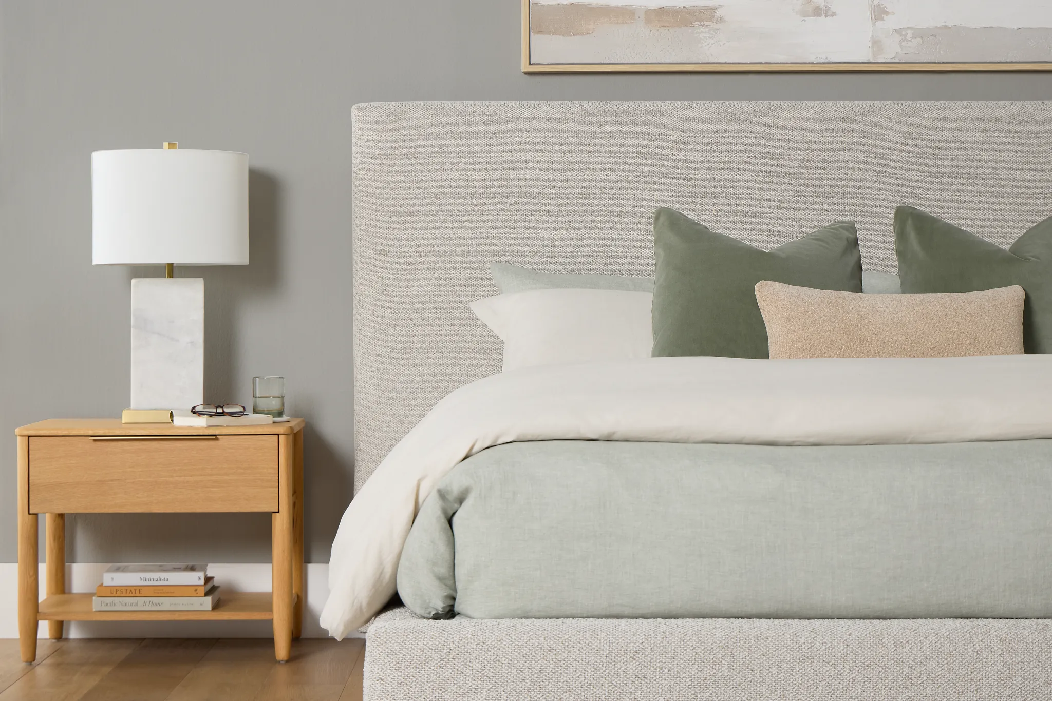 Grayton Gellar Beige 54" Upholstered Platform Bed