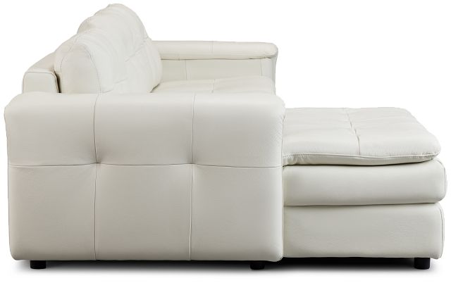 Rowan Light Beige Leather Left Chaise Sectional