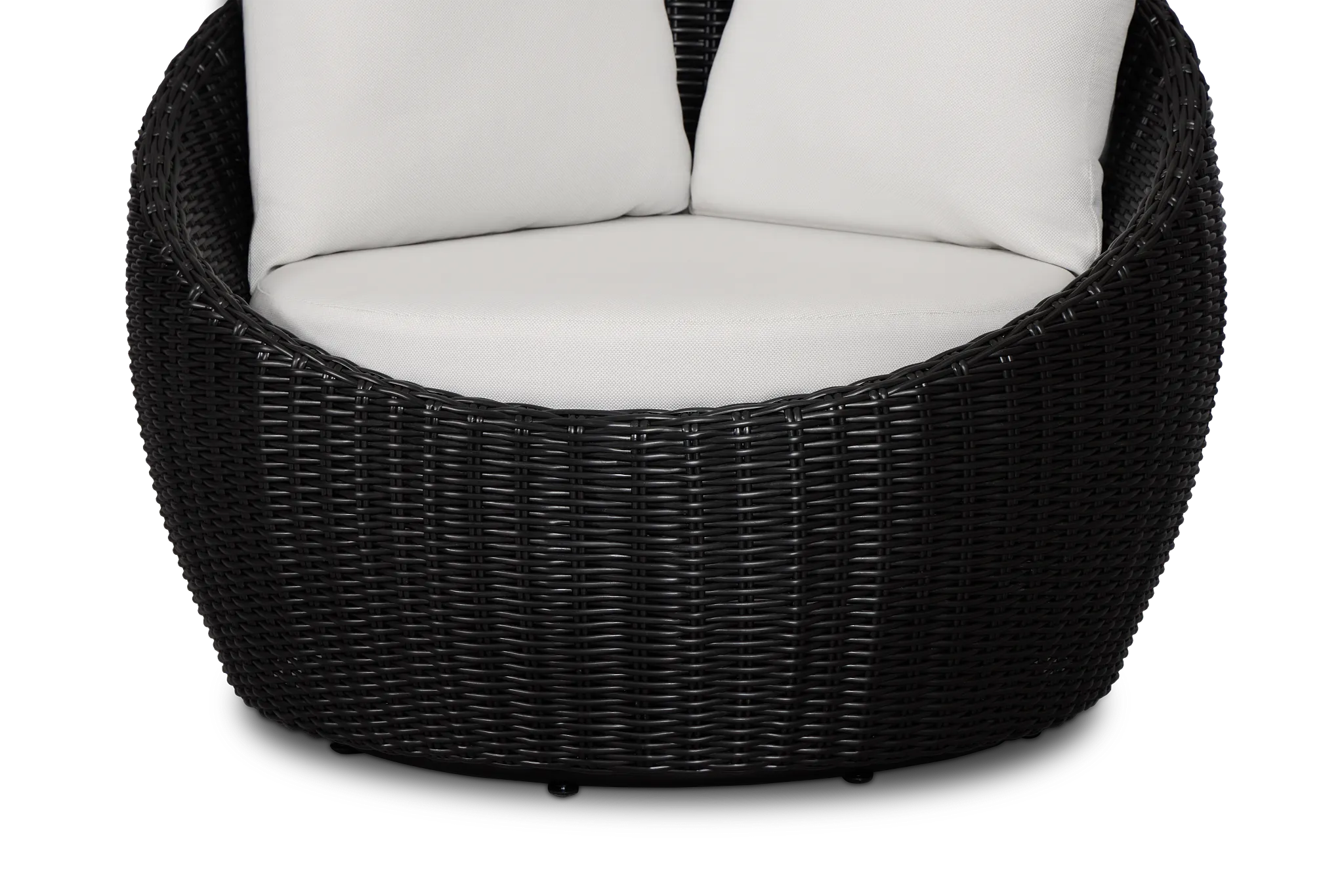 Montecito Black Curved Swivel Chair With Light Beige Cushions
