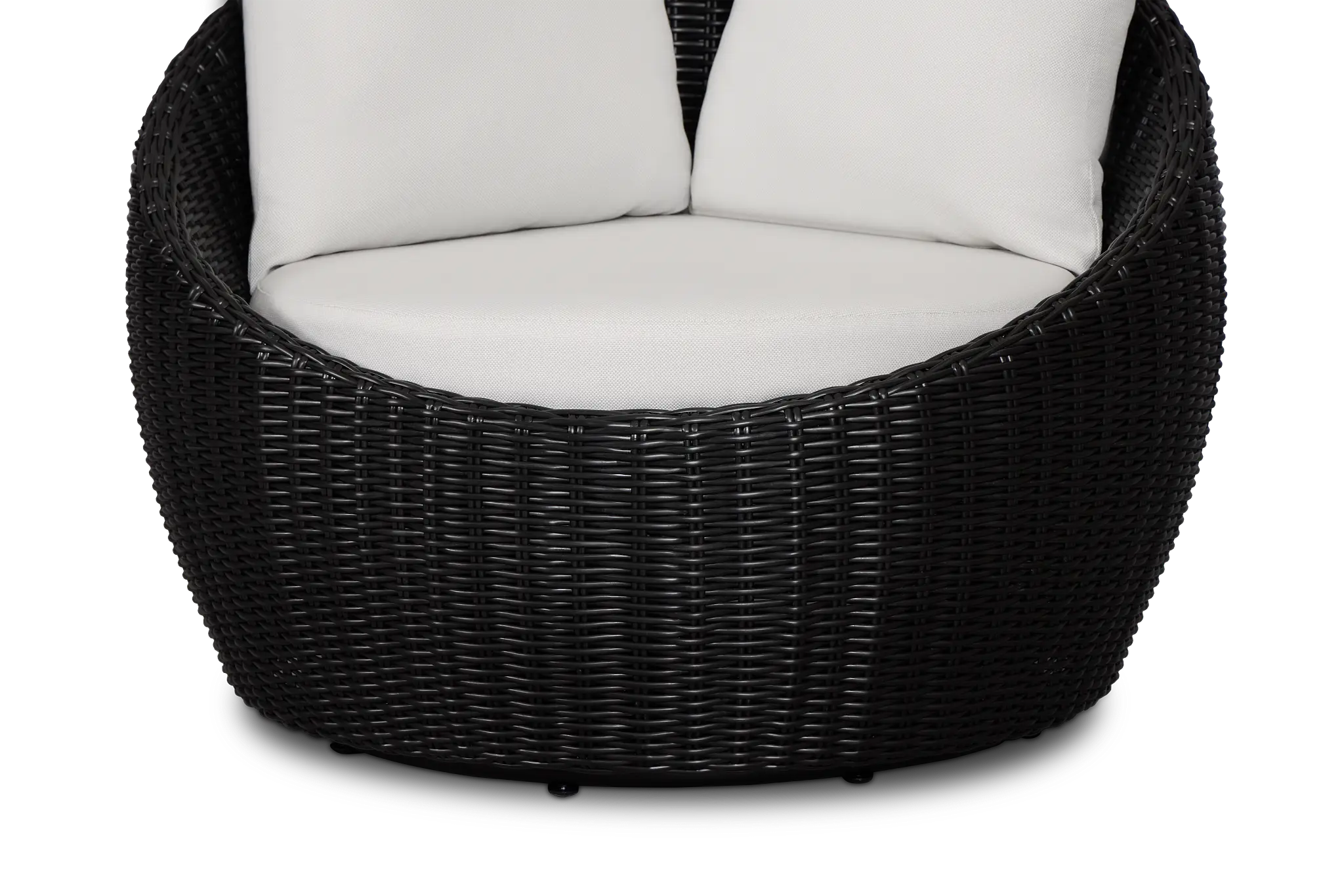 Montecito Black Curved Swivel Chair With Light Beige Cushions Montecito Black Curved Swivel Chair With Light Beige Cushions