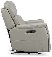 Wells Light Gray Lthr/vinyl Power Recliner With Heat And Massage
