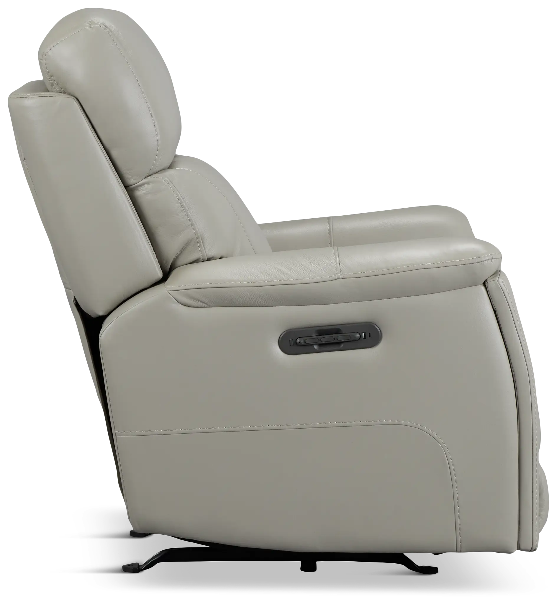 Wells Light Gray Lthr/vinyl Power Recliner With Heat And Massage Wells Light Gray Lthr/vinyl Power Recliner With Heat And Massage
