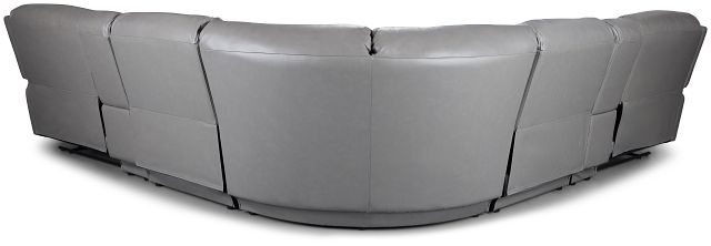 Graham Gray Lthr/vinyl Large Two-arm Manually Reclining Sectional
