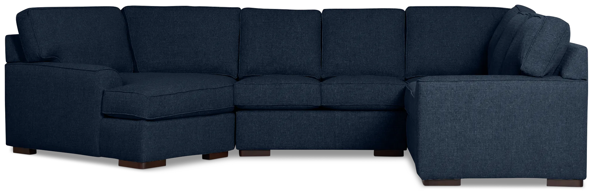 Sinclair Dark Blue Fabric Medium Left Facing Cuddler Sectional