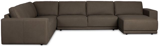 Kellan Dark Gray Leather Medium Right Chaise Sectional