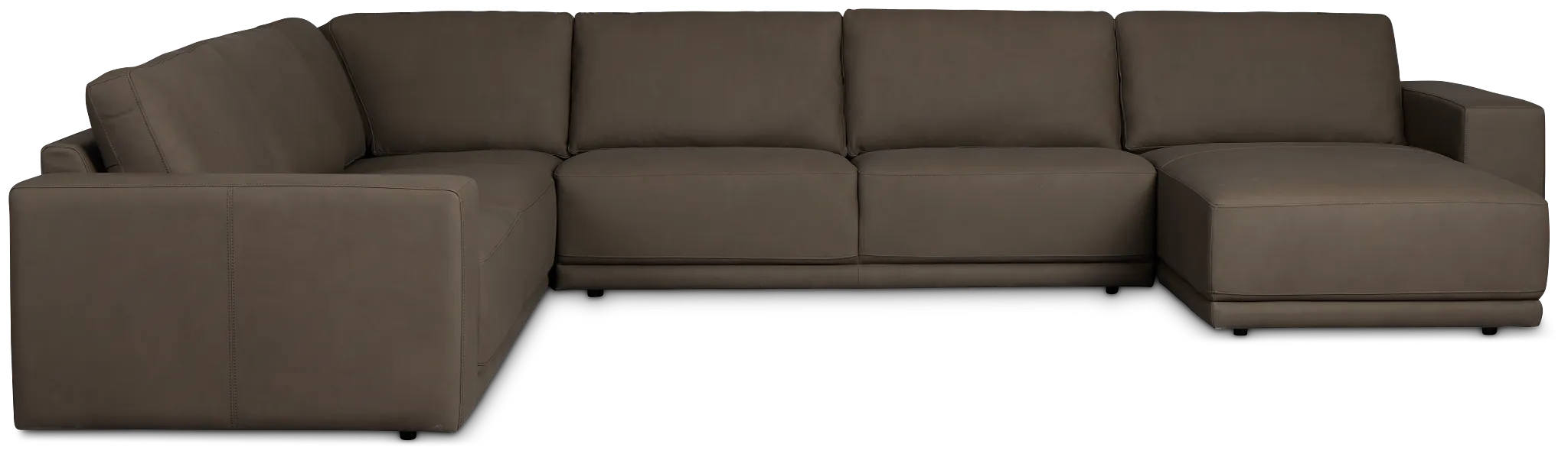 Kellan Dark Gray Leather Medium Right Chaise Sectional