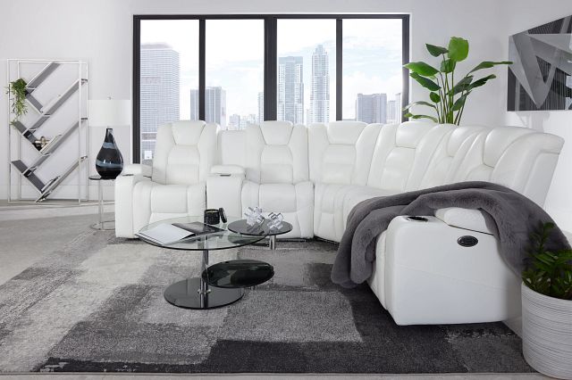 Troy White Micro Left Console Love Reclining Sectional