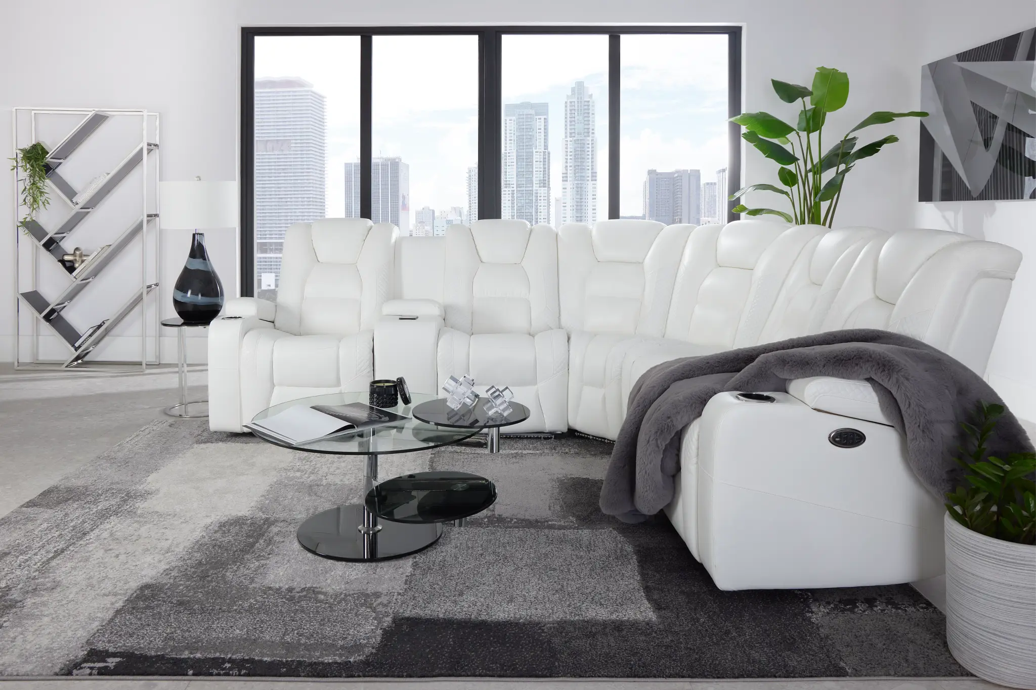 Troy White Micro Left Console Love Reclining Sectional Troy White Micro Left Console Love Reclining Sectional