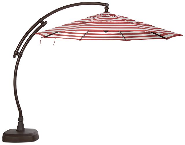 Cayman Red Stripe Cantilever Umbrella Set