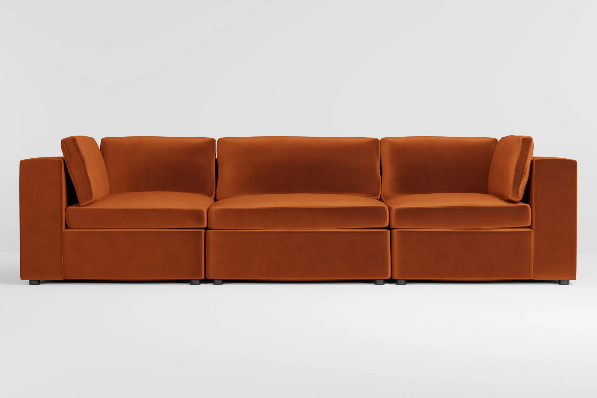 Destin Joya Orange Velvet 3-piece Modular Sofa